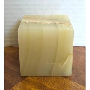 Natural Onyx Stone Cube Paperweight Desk Decor Heavy Polished
